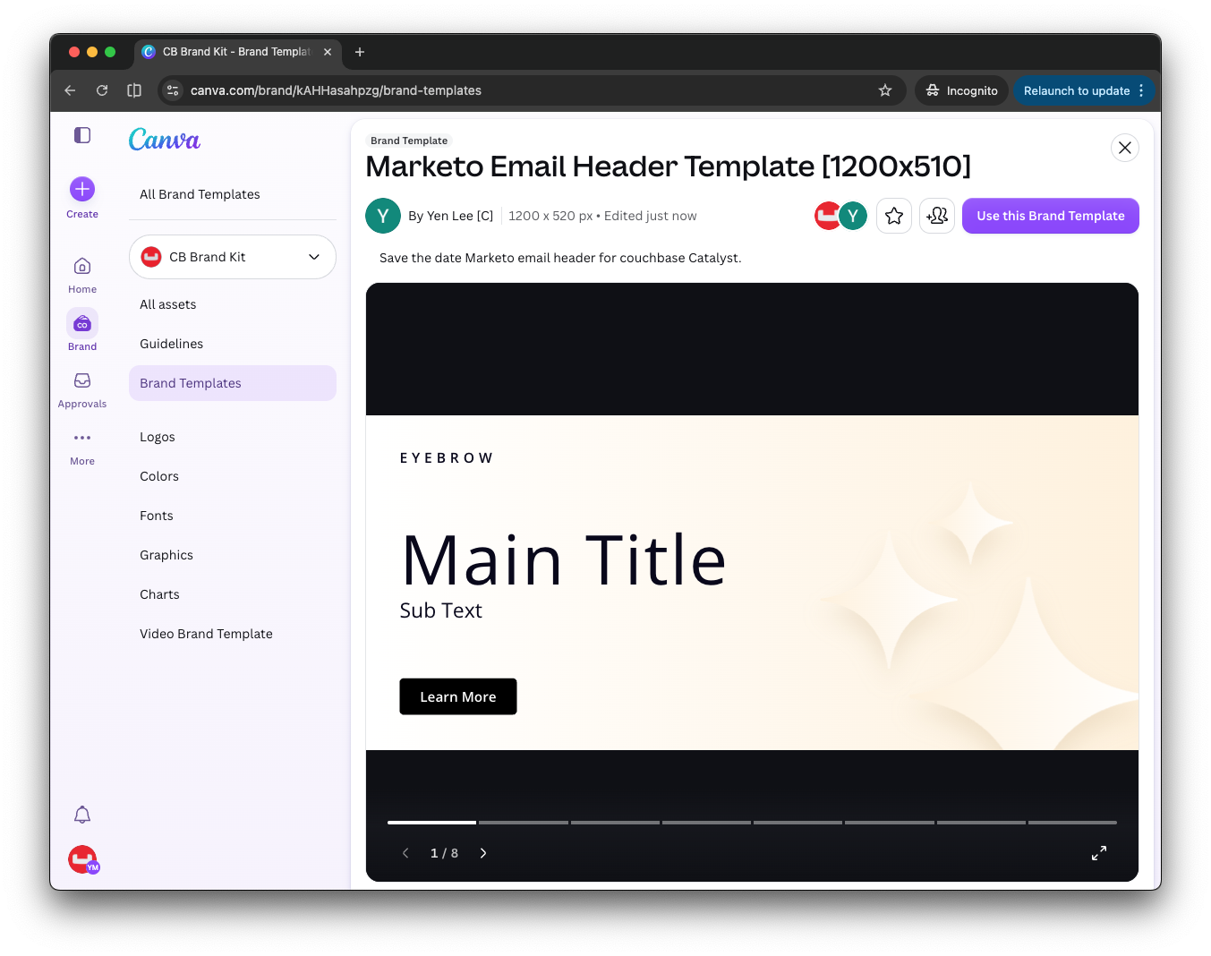 An on-brand Marketo email header template in Canva