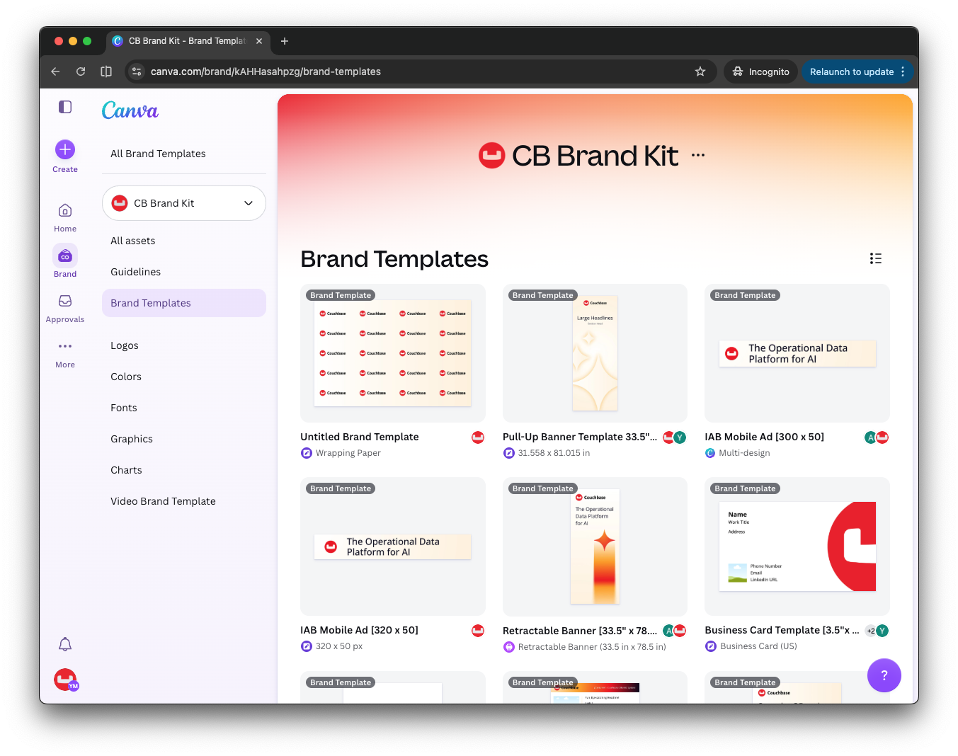 CB Brand Kit home in Canva showing brand templates