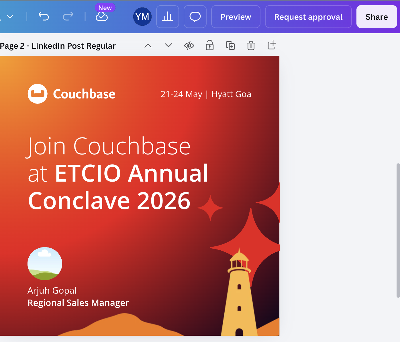 An on-brand event LinkedIn post built from a Canva template