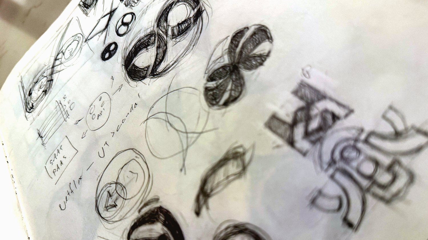 Sketchbook page extruding the loop and finding the cast shadow