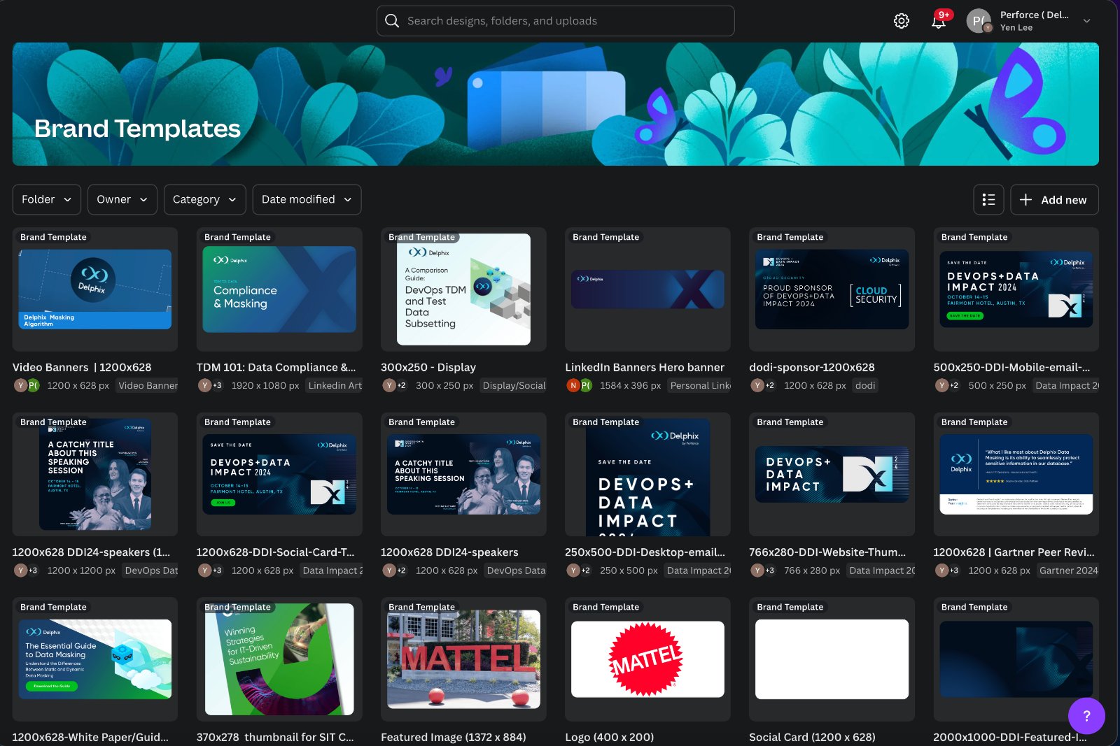 Canva brand templates library for Delphix