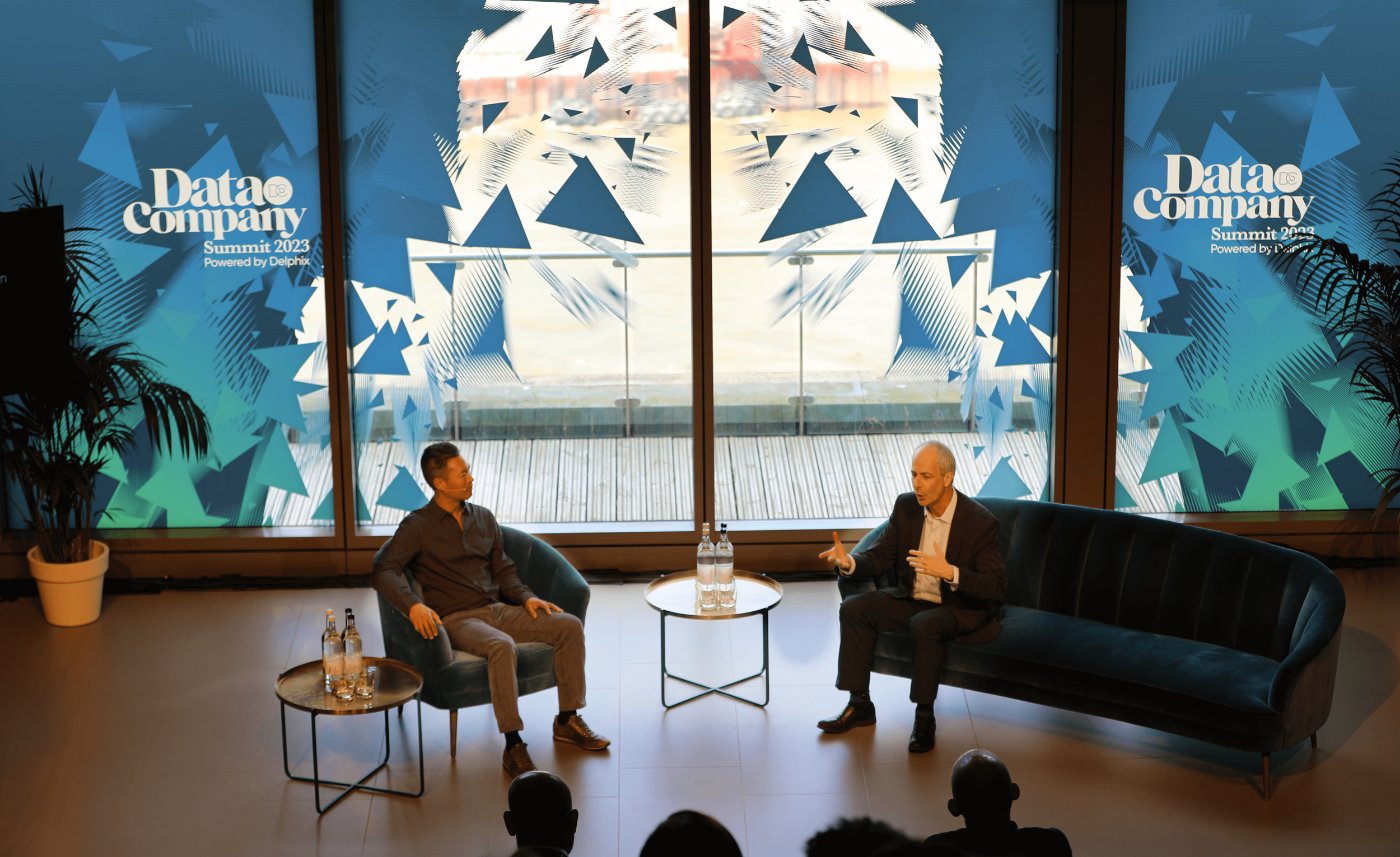 Fireside chat on stage at Data Company Summit 2023