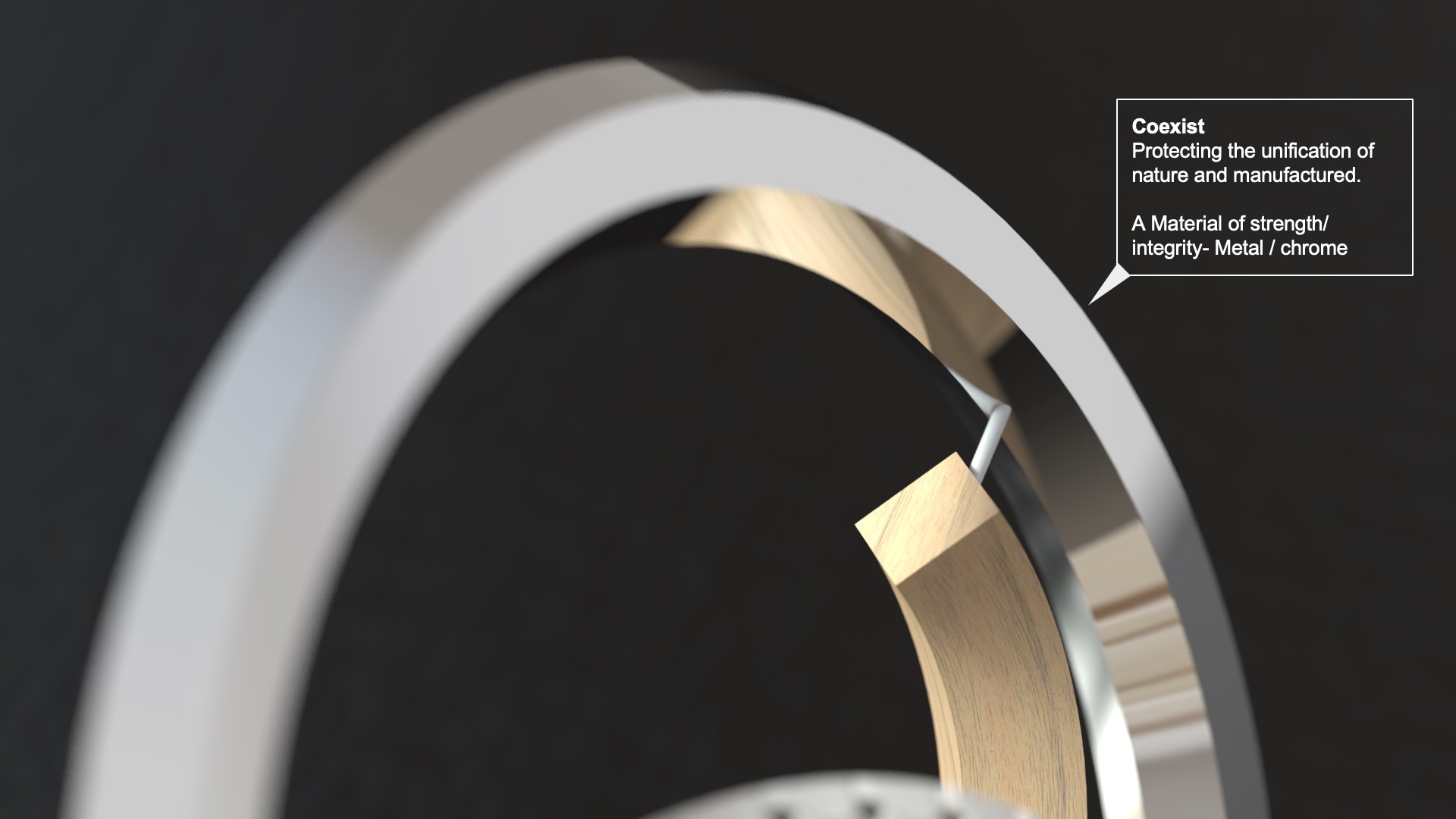 Trophy detail: metal chrome ring protecting the union of nature and manufactured